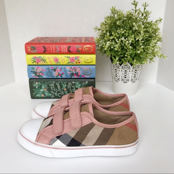 Burberry Other - BURBERRY Girls’ Pete Check Leather Velcro Sneakers
